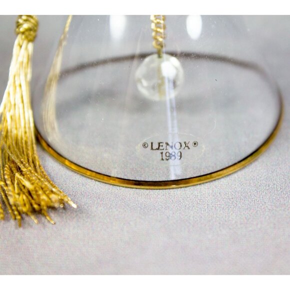 Lenox Crystal Frosted Angel Bell Ornament with Original Box 1989 - Picture 5 of 10